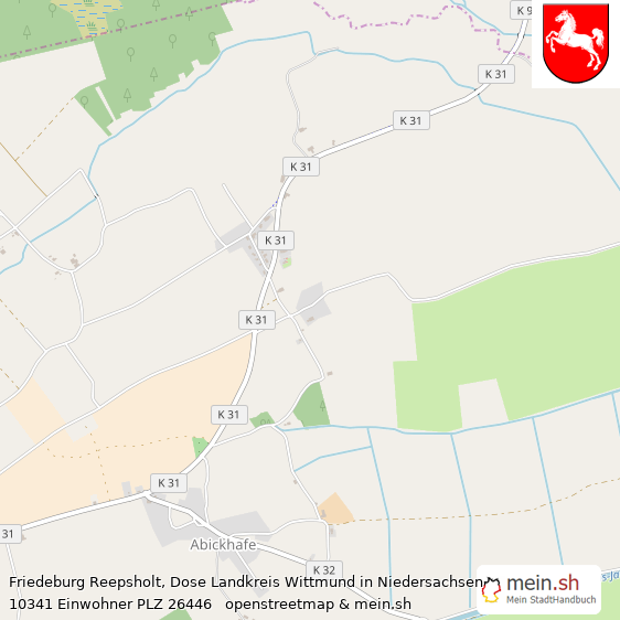 Friedeburg Reepsholt, Dose Landkreis Wittmund Lageplan © Openstreetmap Contributors Friedeburg Reepsholt, Dose Lageplan